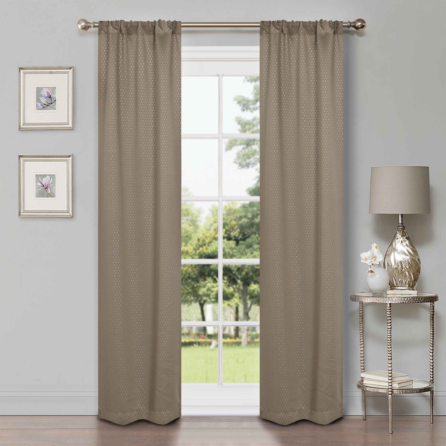 Modern Shimmer Washable Room Darkening Blackout Curtains. Set of 2