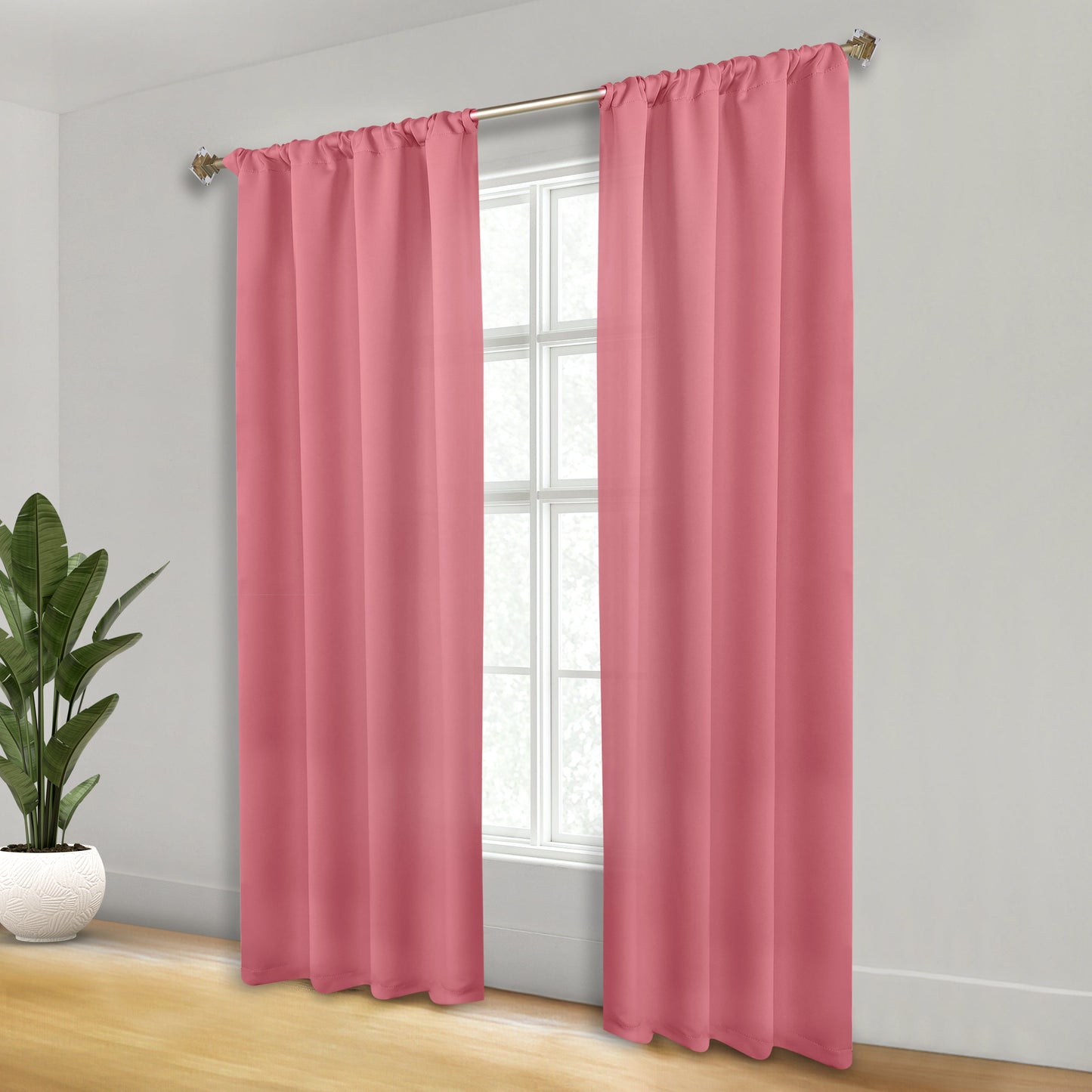 Solid Room Darkening Rod Pocket Blackout Curtain Panels. Set of 2