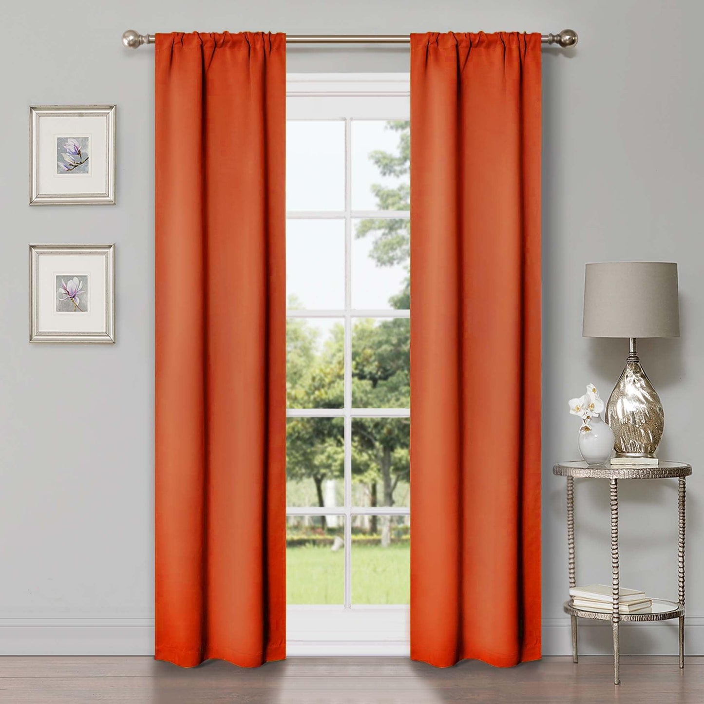 Solid Machine Washable Room Darkening Blackout Curtains. Set of 2