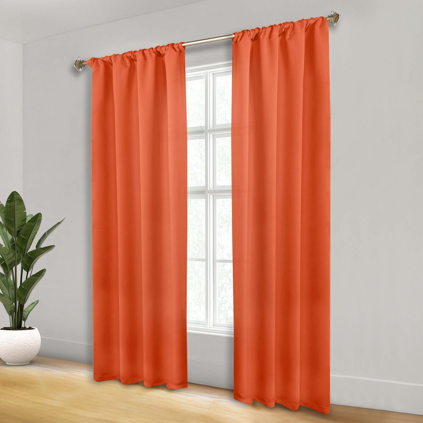 Solid Room Darkening Rod Pocket Blackout Curtain Panels. Set of 2