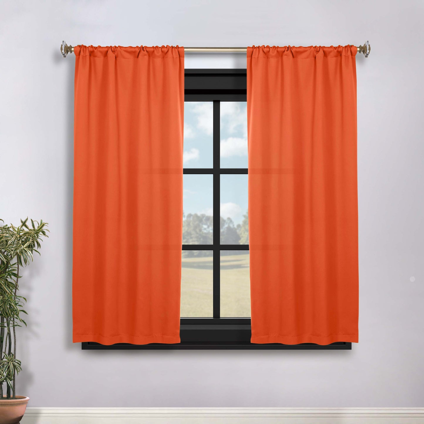 Solid Room Darkening Rod Pocket Blackout Curtain Panels. Set of 2