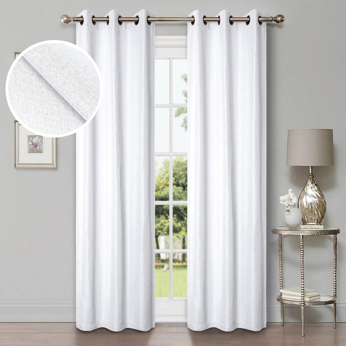 Linen Washable Room Darkening Blackout Curtains. Set of 2