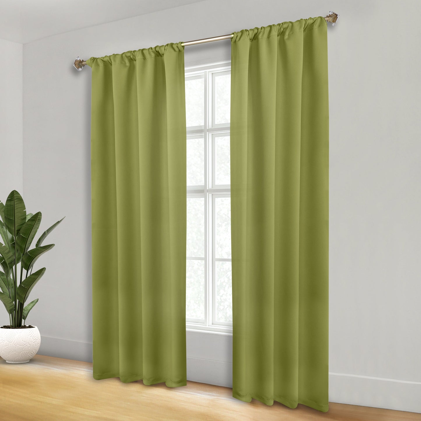 Solid Room Darkening Rod Pocket Blackout Curtain Panels. Set of 2