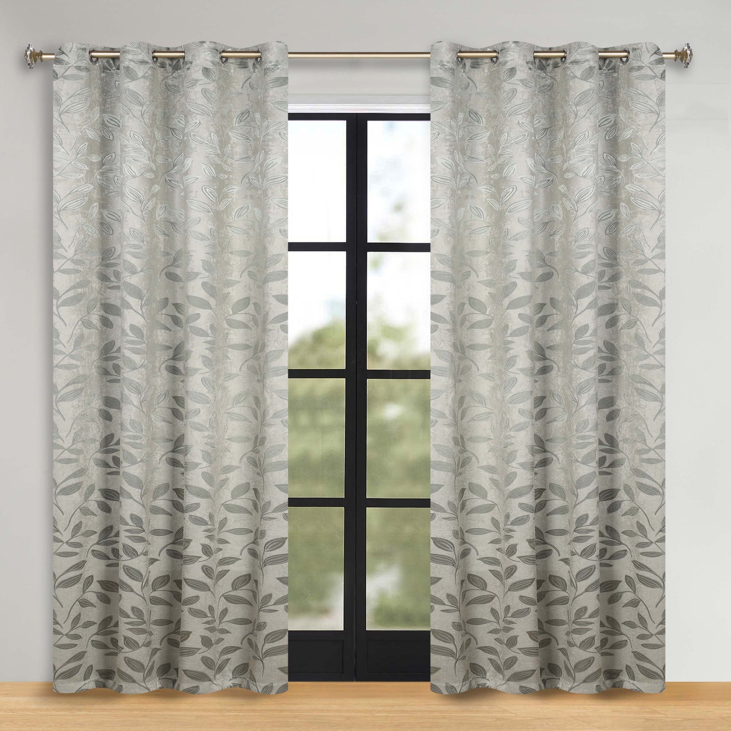 Leaves Room Darkening Washable Blackout Curtain Panels. Set of 2