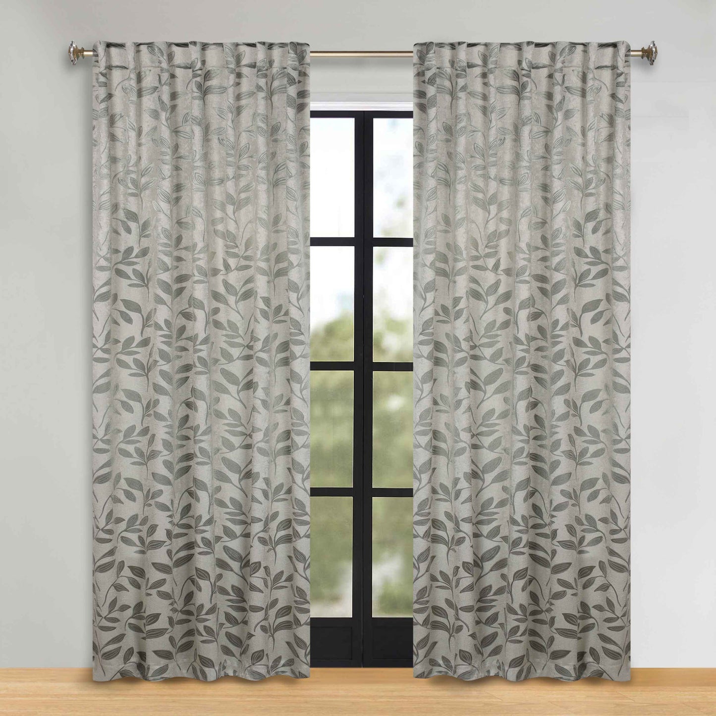 Leaves Room Darkening Back Tabs Blackout Curtain Panels. Set of 2