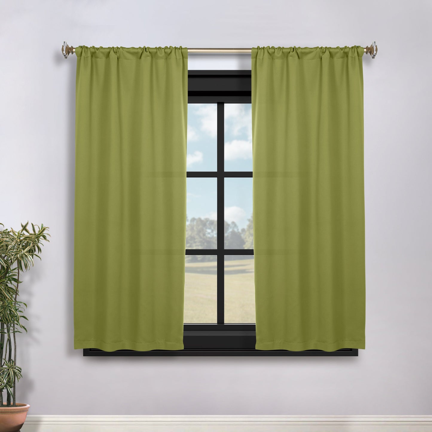 Solid Room Darkening Rod Pocket Blackout Curtain Panels. Set of 2