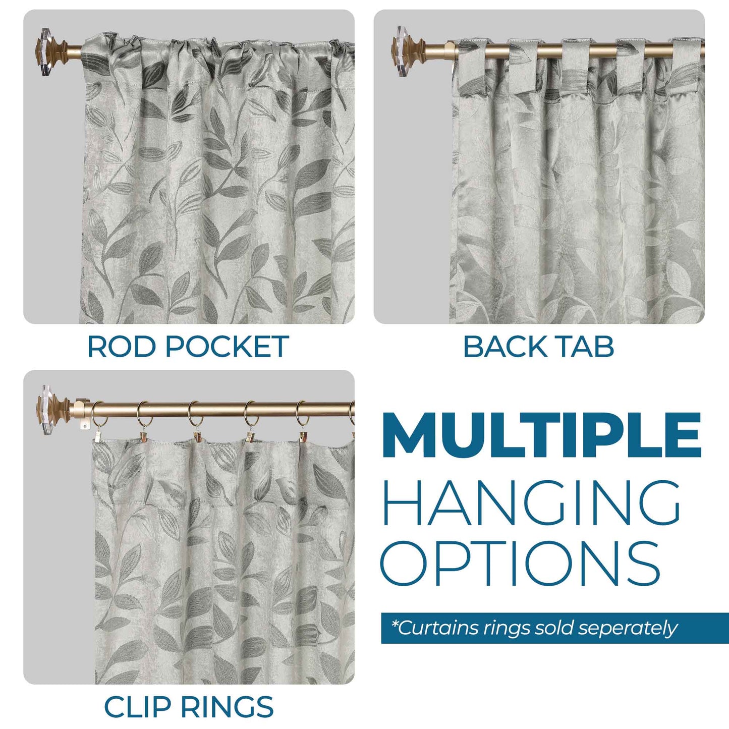 Leaves Room Darkening Back Tabs Blackout Curtain Panels. Set of 2