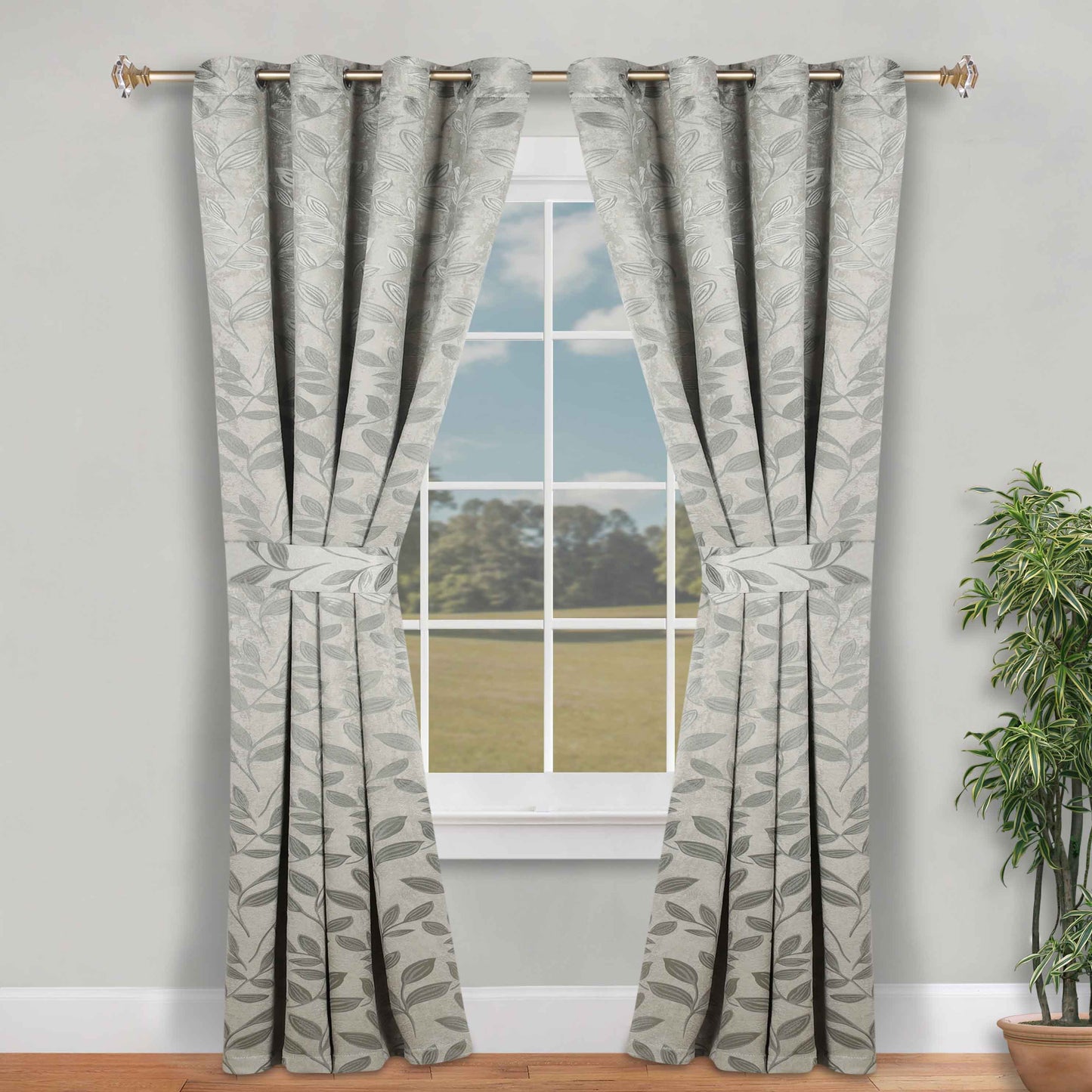Leaves Room Darkening Washable Blackout Curtain Panels. Set of 2
