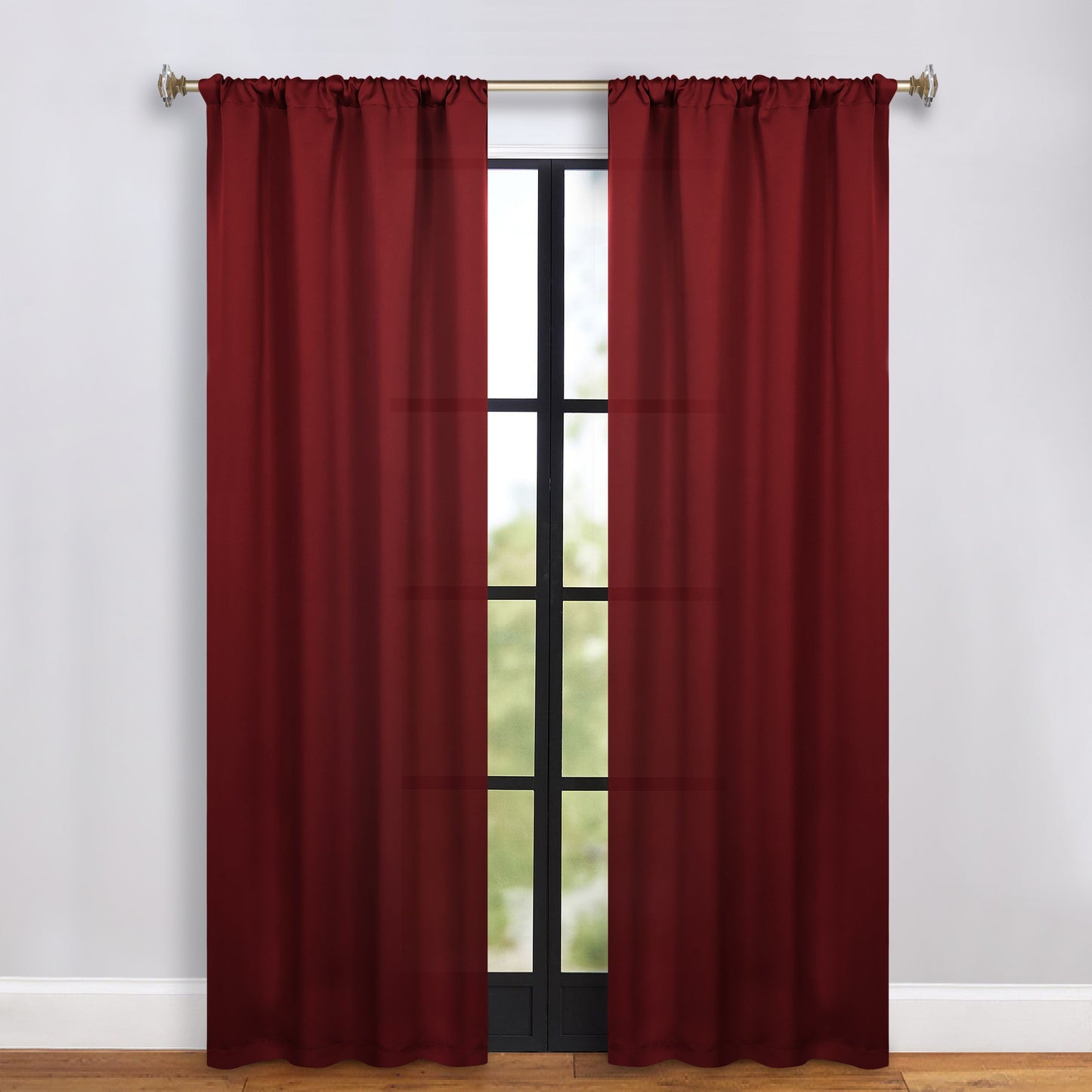 Solid Room Darkening Rod Pocket Blackout Curtain Panels. Set of 2