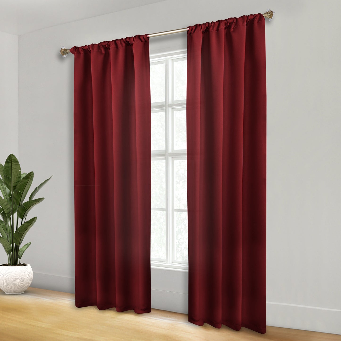 Solid Room Darkening Rod Pocket Blackout Curtain Panels. Set of 2