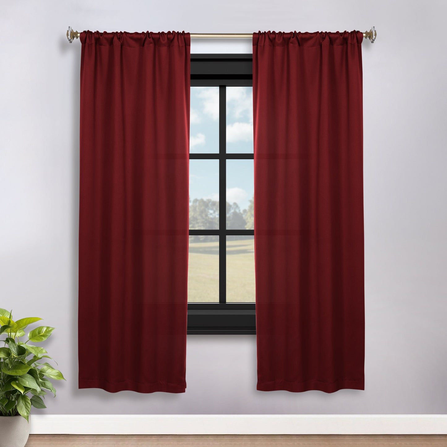 Solid Room Darkening Rod Pocket Blackout Curtain Panels. Set of 2