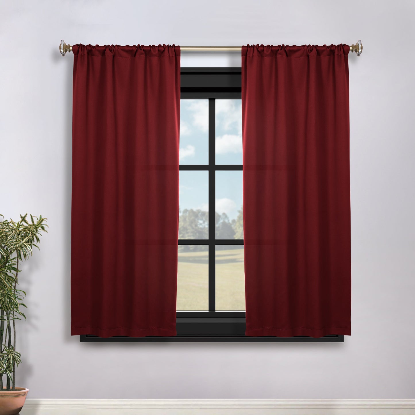 Solid Room Darkening Rod Pocket Blackout Curtain Panels. Set of 2
