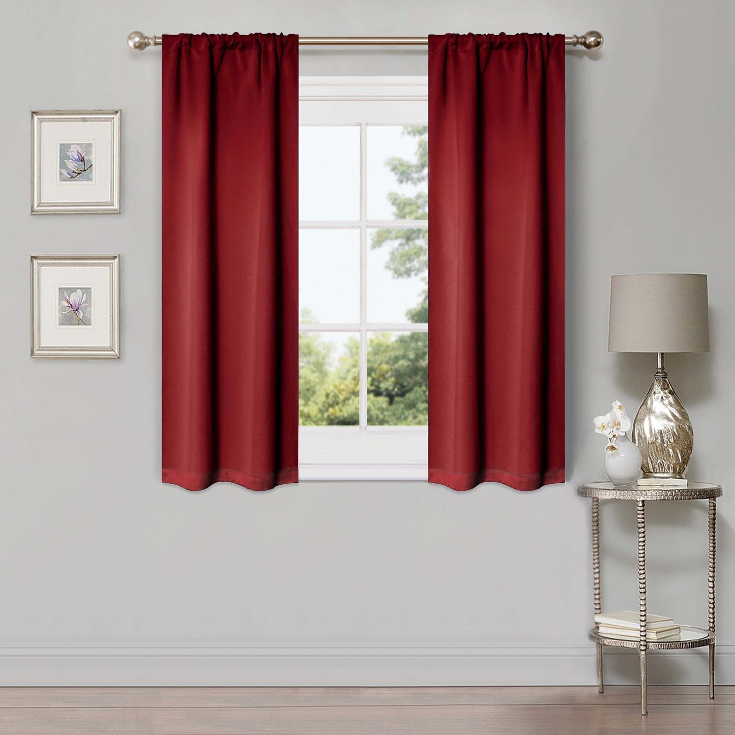 Solid Room Darkening Rod Pocket Blackout Curtain Panels. Set of 2