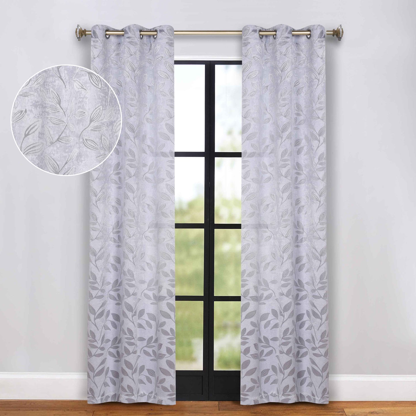 Leaves Room Darkening Grommet Blackout Curtain Panels. Set of 2