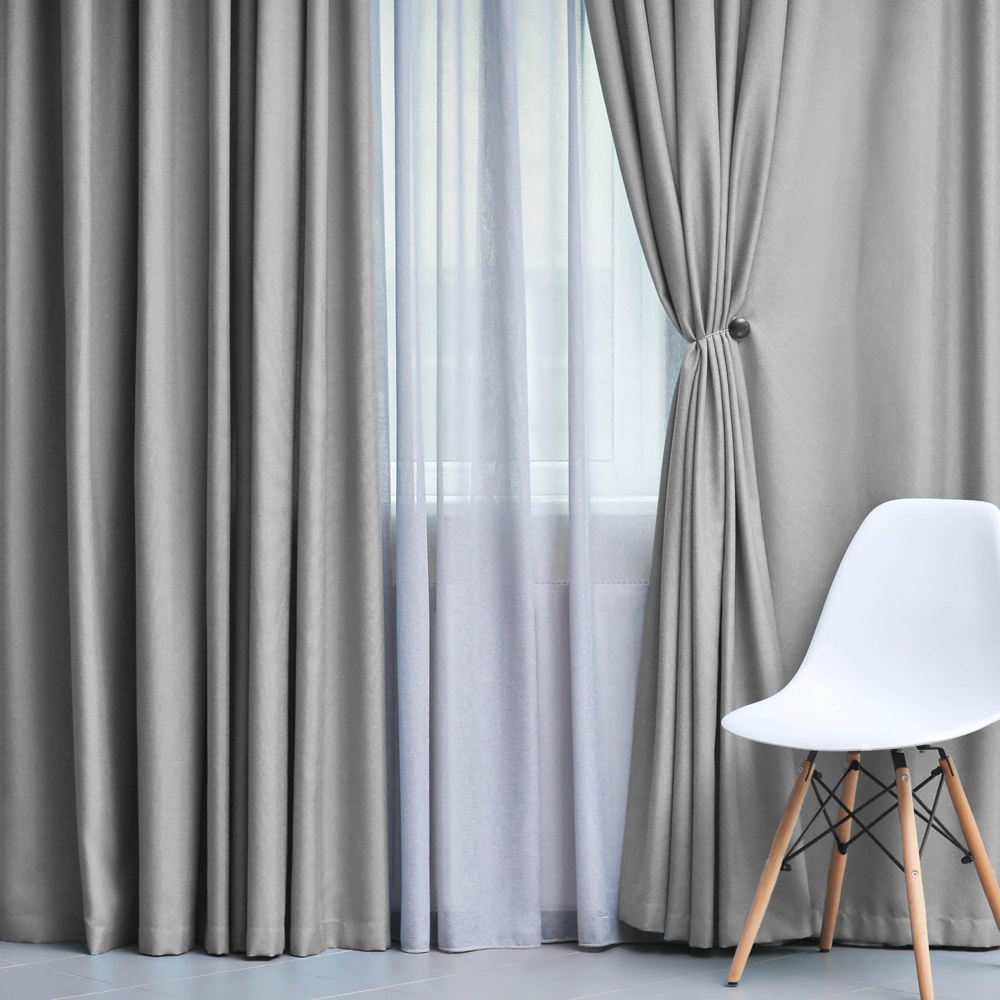 Solid Machine Washable Room Darkening Blackout Curtains. Set of 2