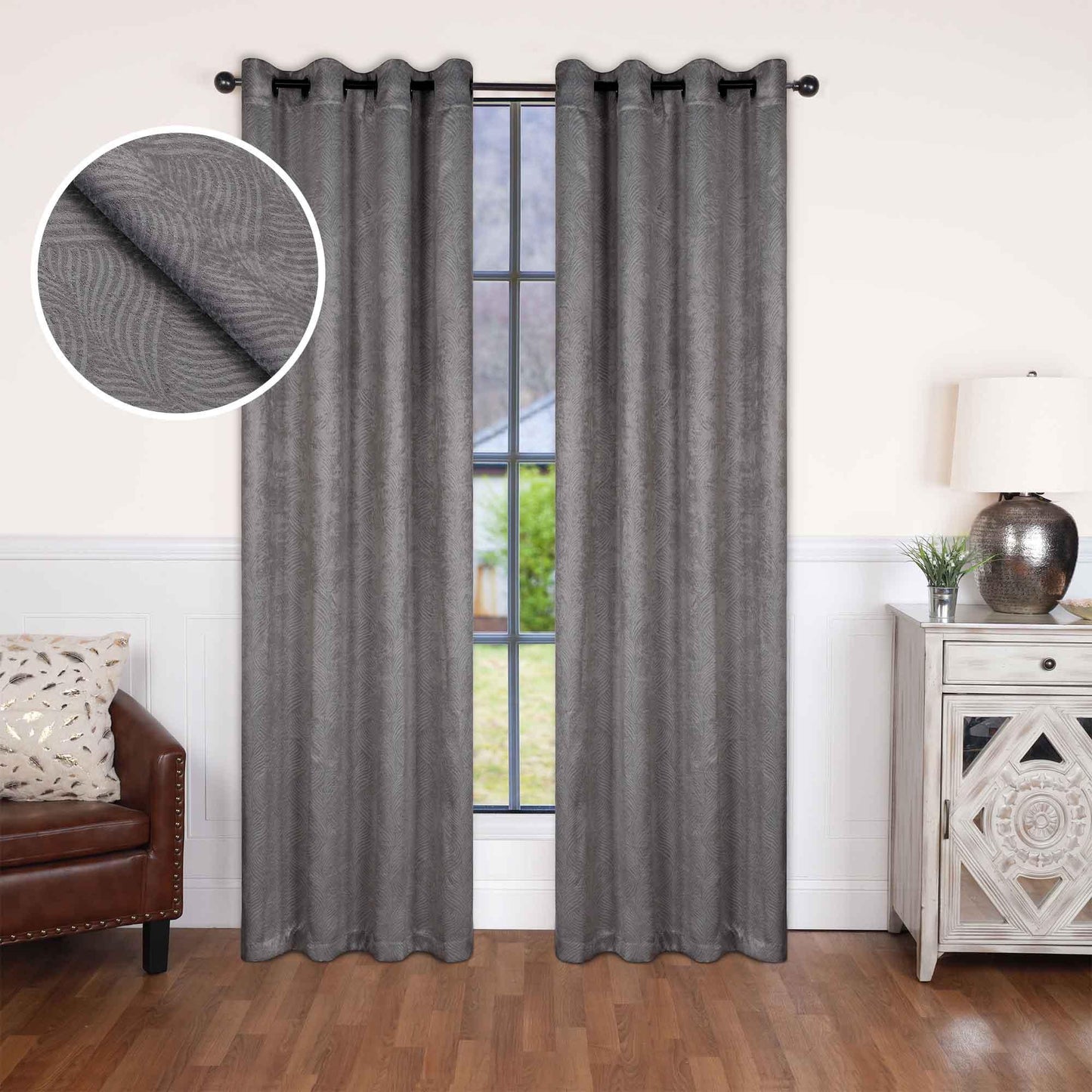 Waverly Geometric Washable Room Darkening Blackout Curtains. Set of 2