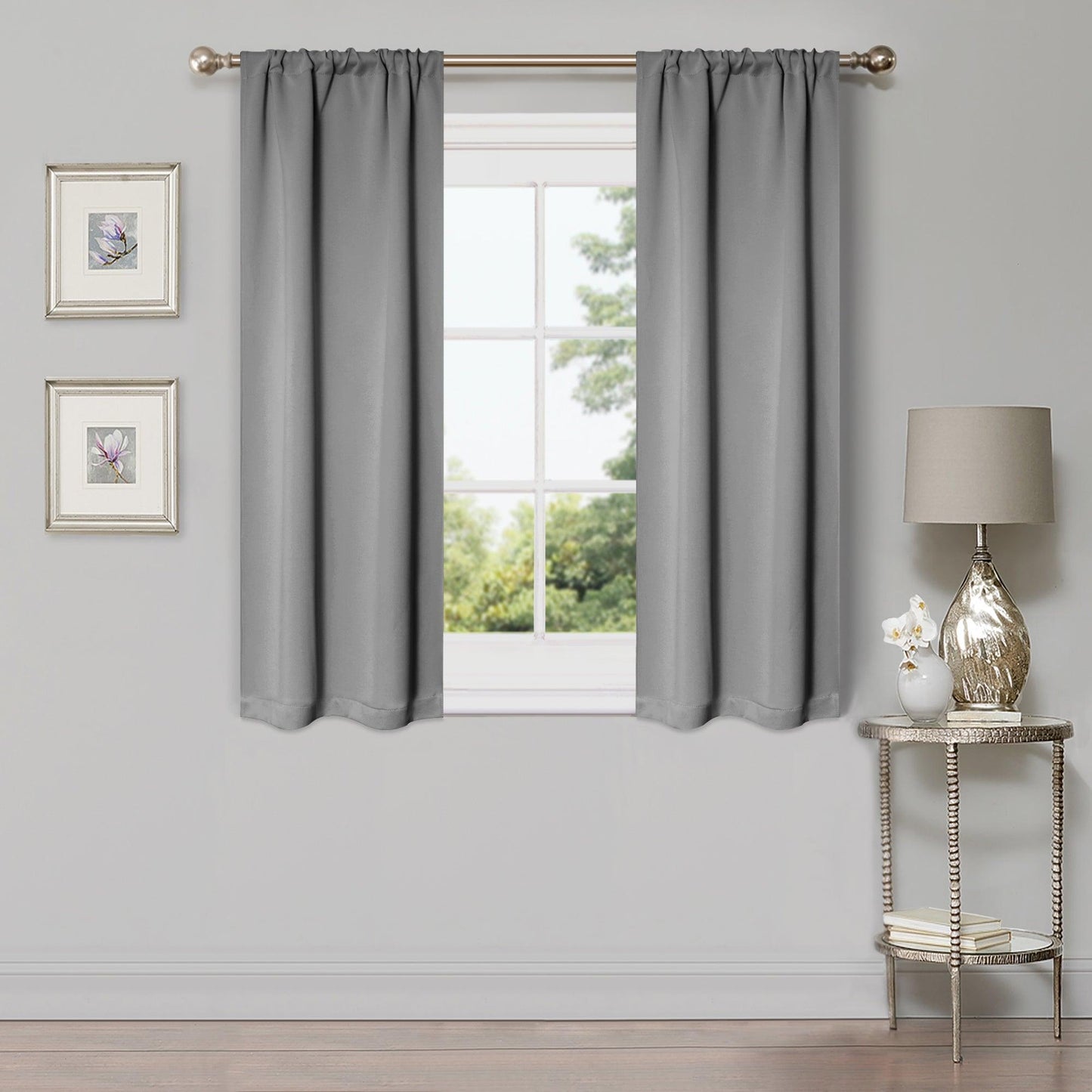 Solid Machine Washable Room Darkening Blackout Curtains. Set of 2