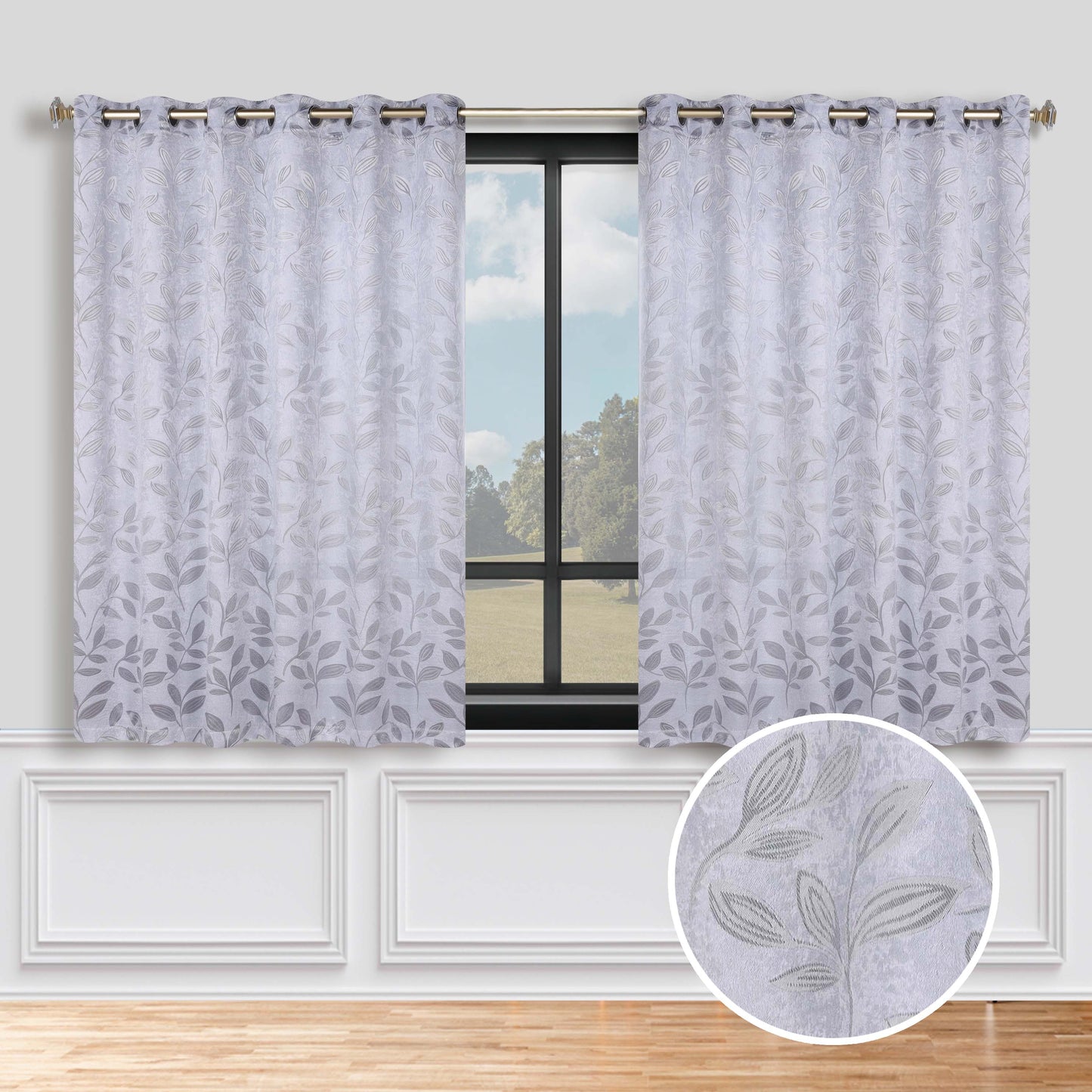 Leaves Room Darkening Grommet Blackout Curtain Panels. Set of 2