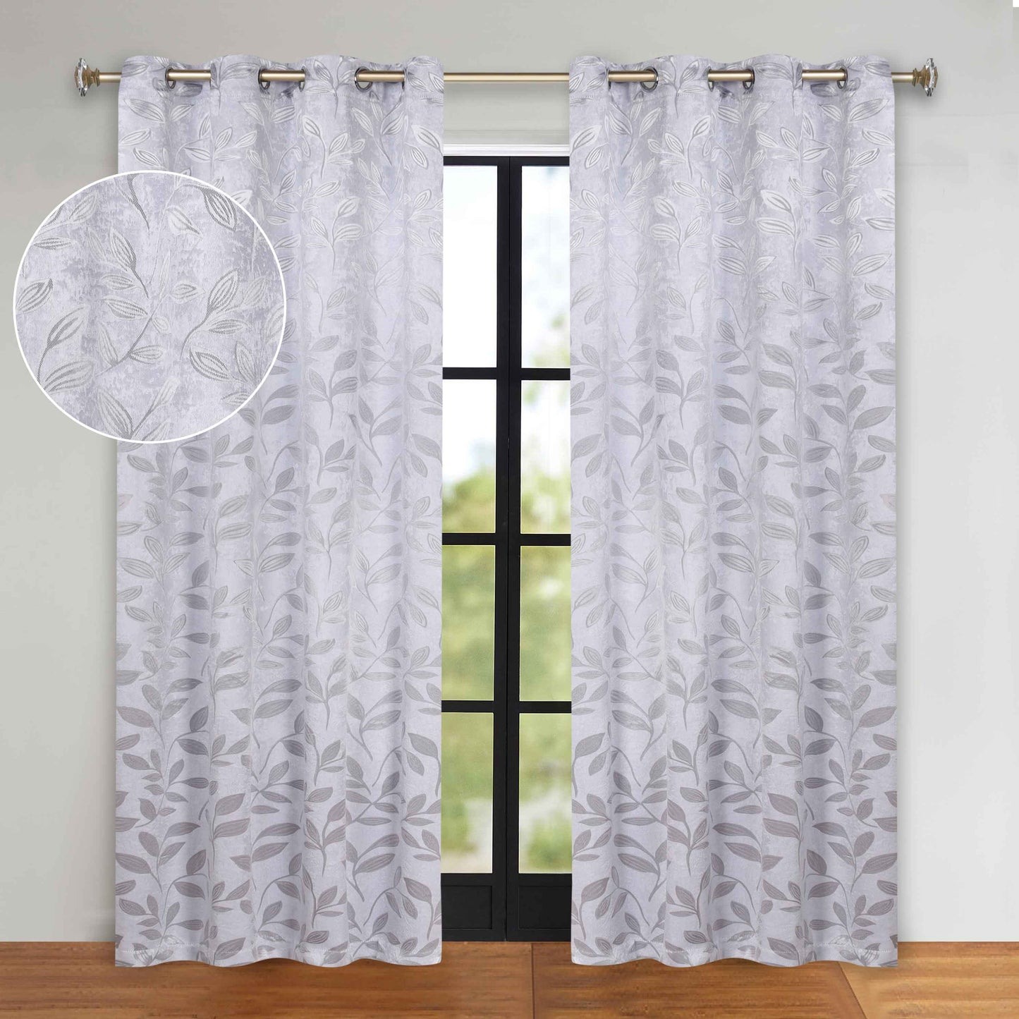 Leaves Room Darkening Grommet Blackout Curtain Panels. Set of 2