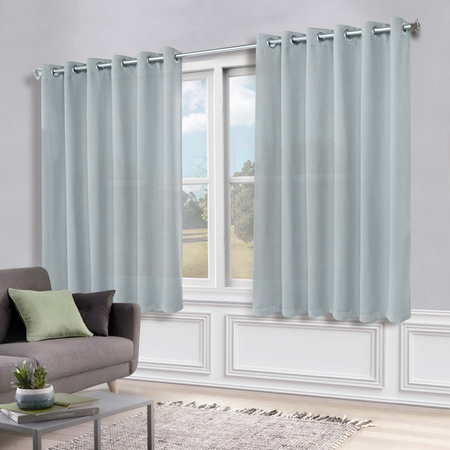 Classic Modern Solid Room Darkening Blackout Curtain Panels. Set of 2