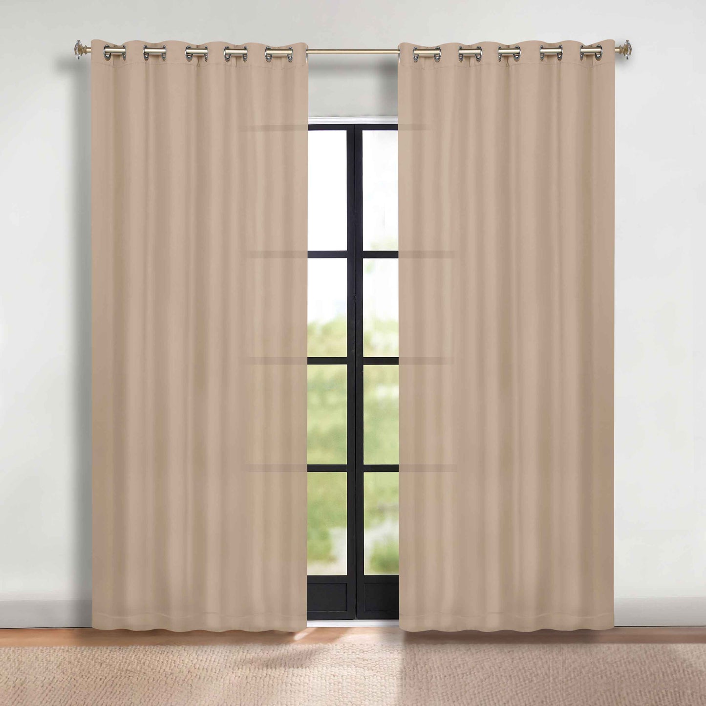 Classic Modern Solid Room Darkening Blackout Curtain Panels. Set of 2