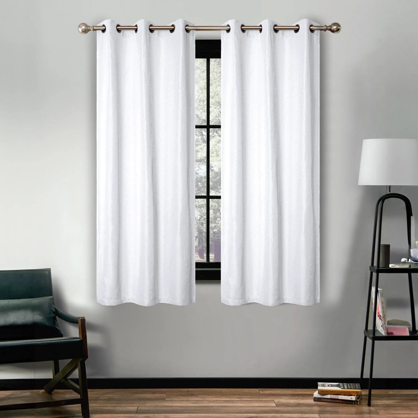 Linen Washable Room Darkening Blackout Curtains. Set of 2