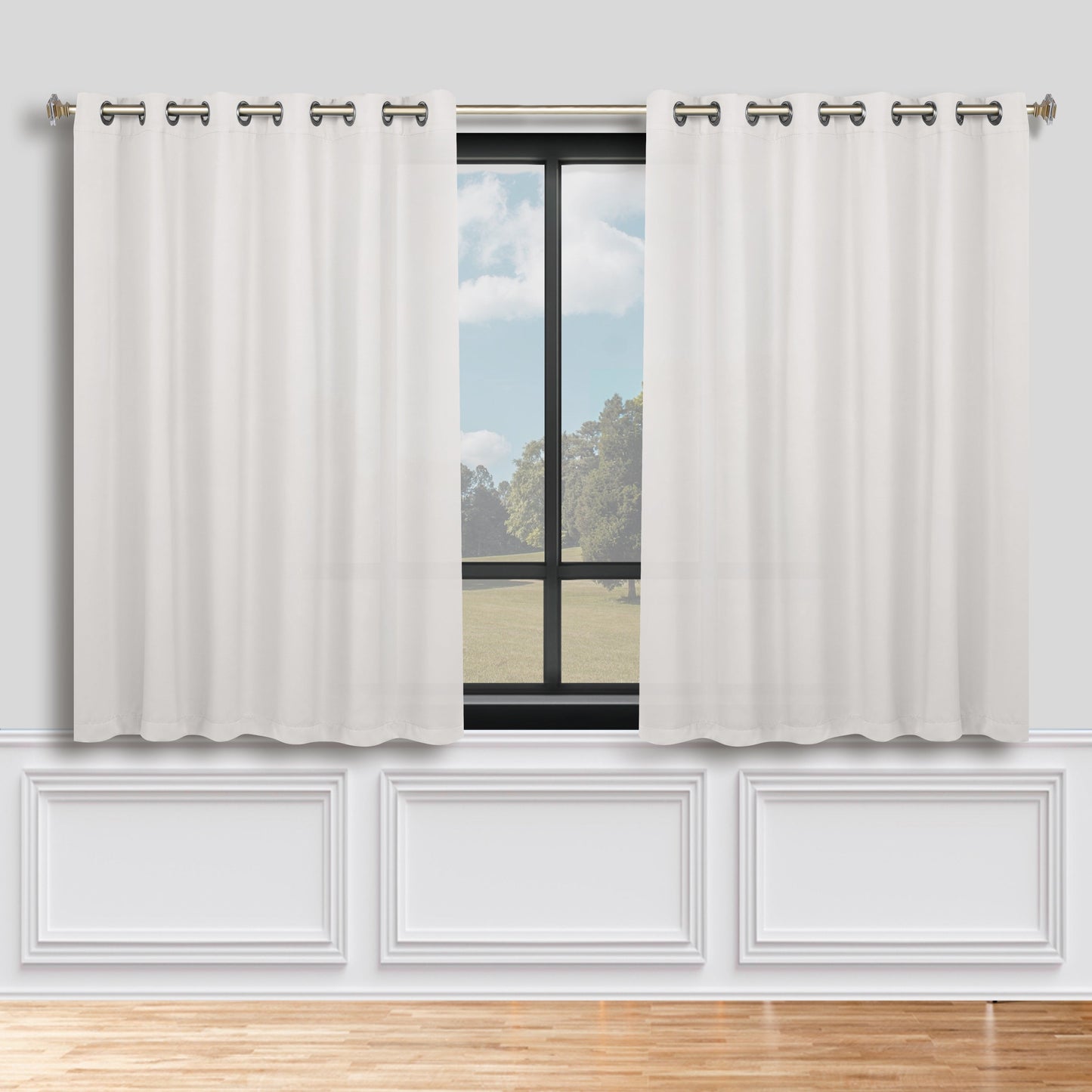 Classic Modern Solid Room Darkening Blackout Curtain Panels. Set of 2