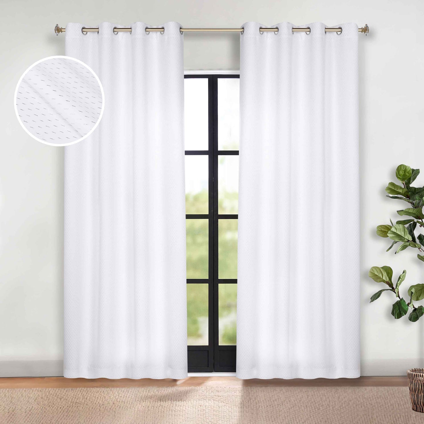 Modern Shimmer Washable Room Darkening Blackout Curtains. Set of 2