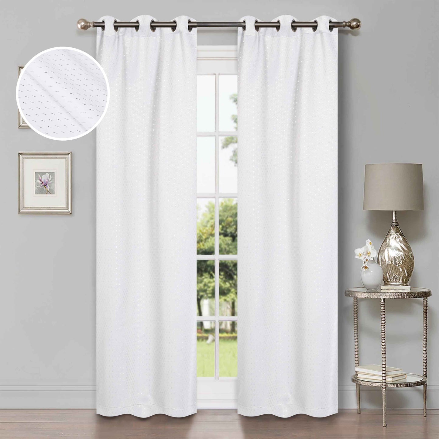 Modern Shimmer Washable Room Darkening Blackout Curtains. Set of 2