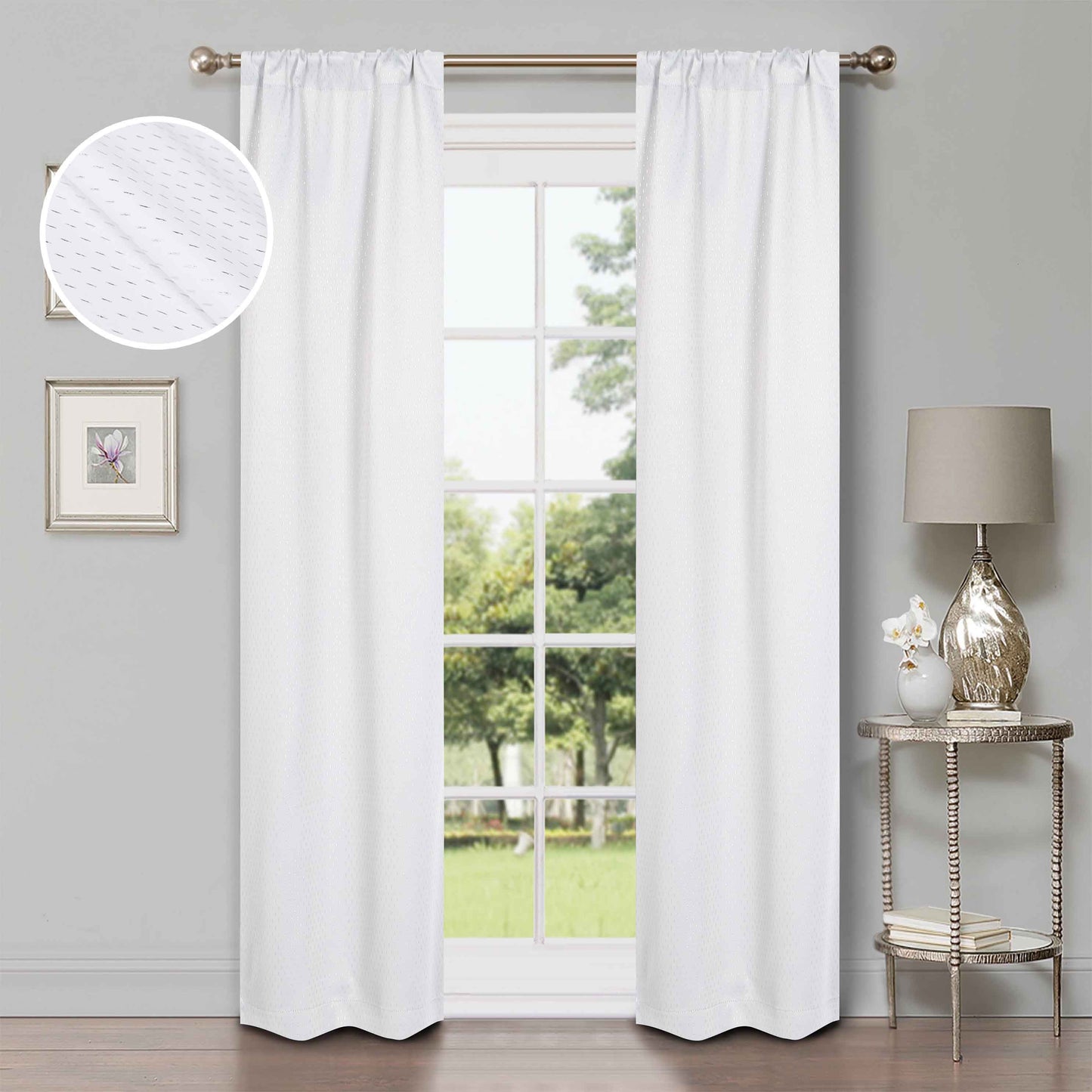Modern Shimmer Washable Room Darkening Blackout Curtains. Set of 2