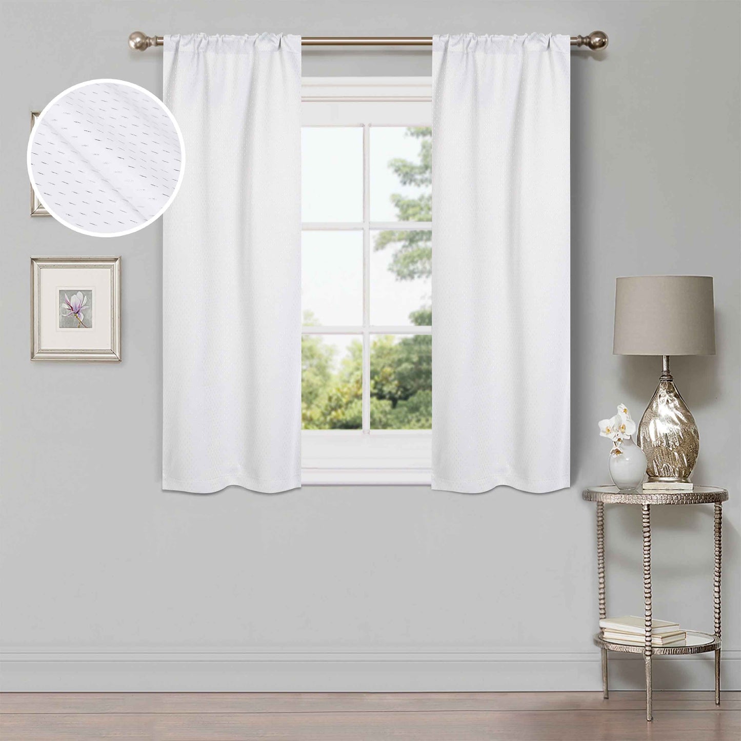 Modern Shimmer Washable Room Darkening Blackout Curtains. Set of 2