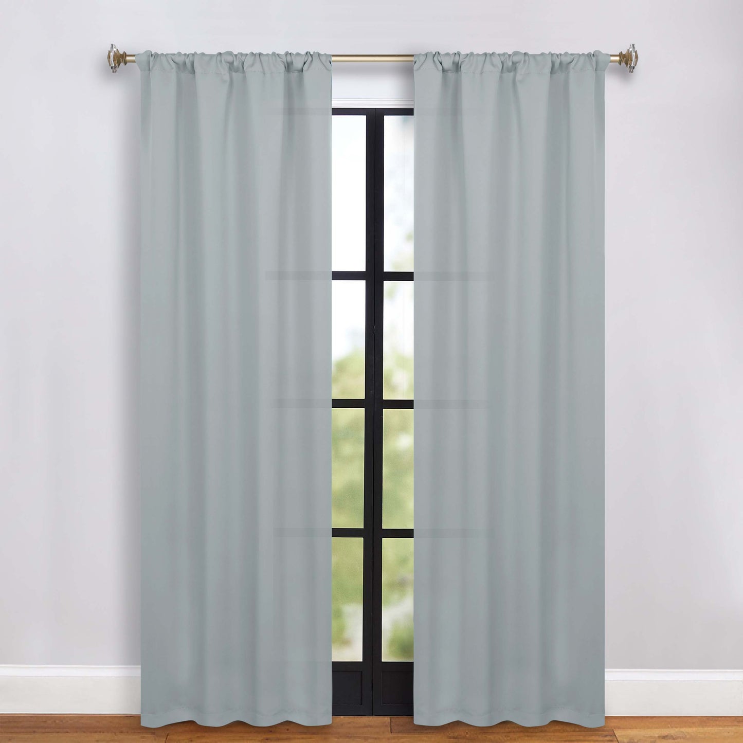 Solid Room Darkening Rod Pocket Blackout Curtain Panels. Set of 2
