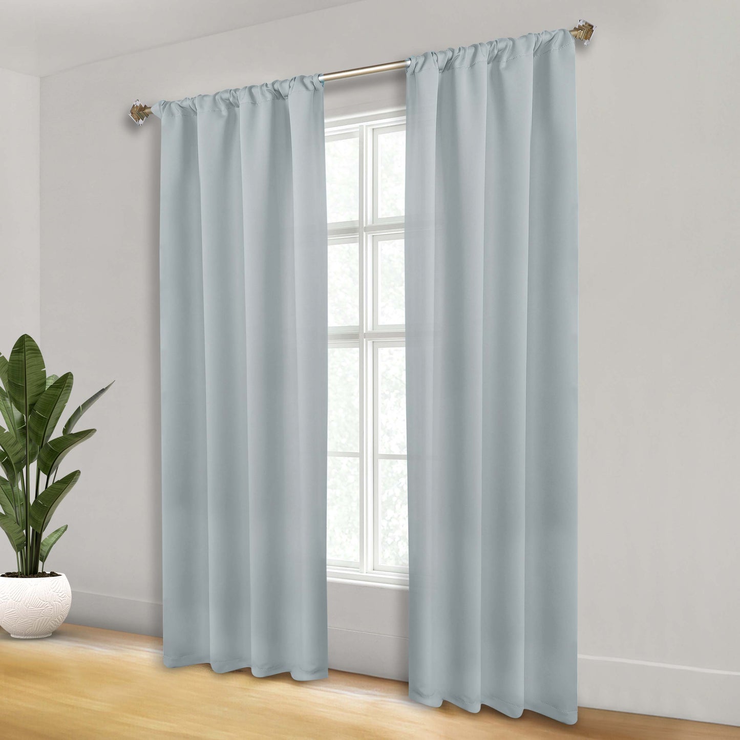 Solid Room Darkening Rod Pocket Blackout Curtain Panels. Set of 2