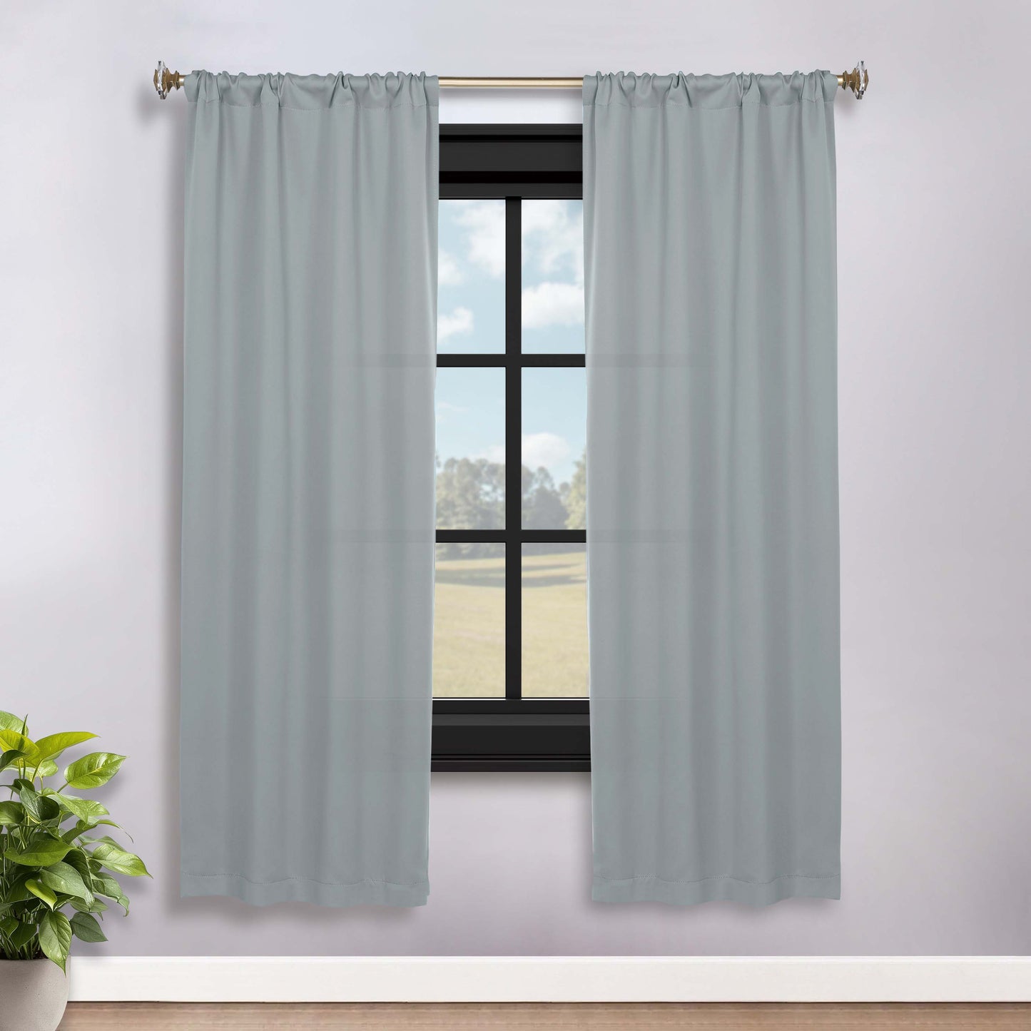 Solid Room Darkening Rod Pocket Blackout Curtain Panels. Set of 2