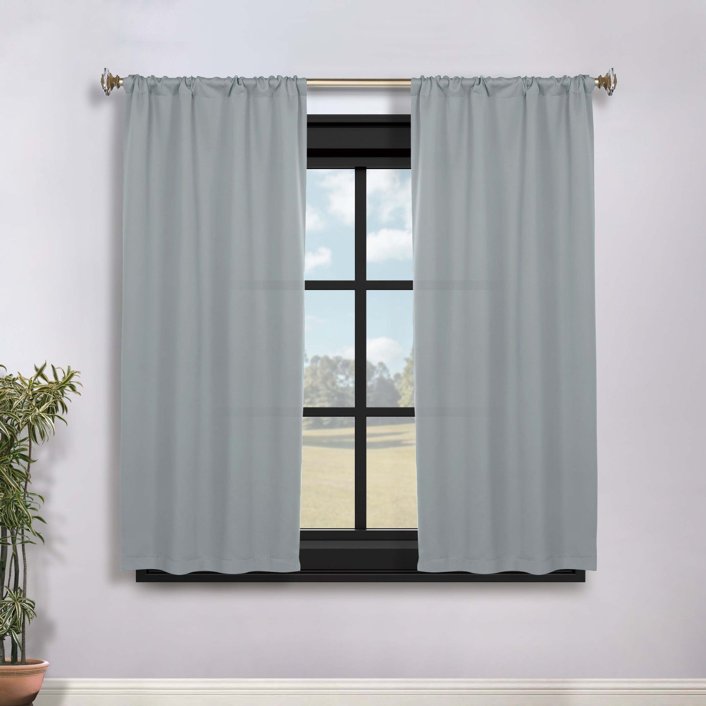 Solid Room Darkening Rod Pocket Blackout Curtain Panels. Set of 2