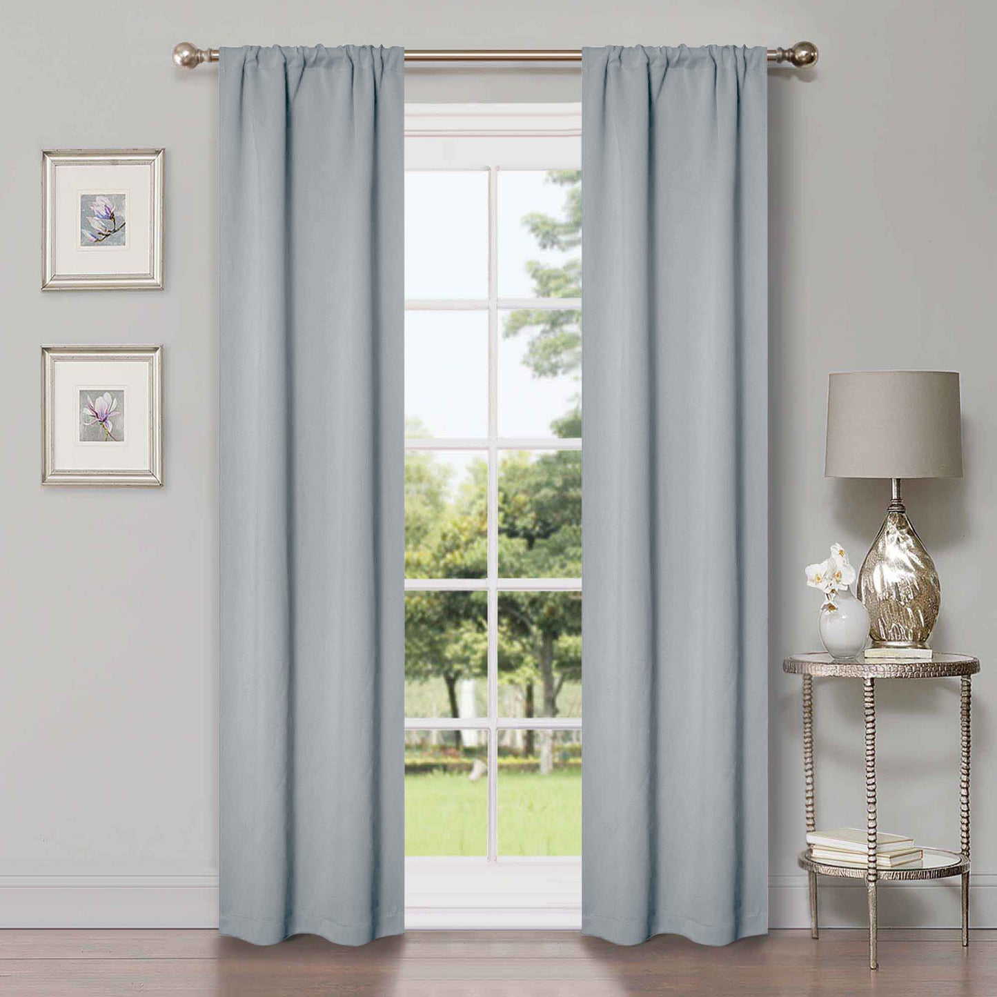 Solid Room Darkening Rod Pocket Blackout Curtain Panels. Set of 2