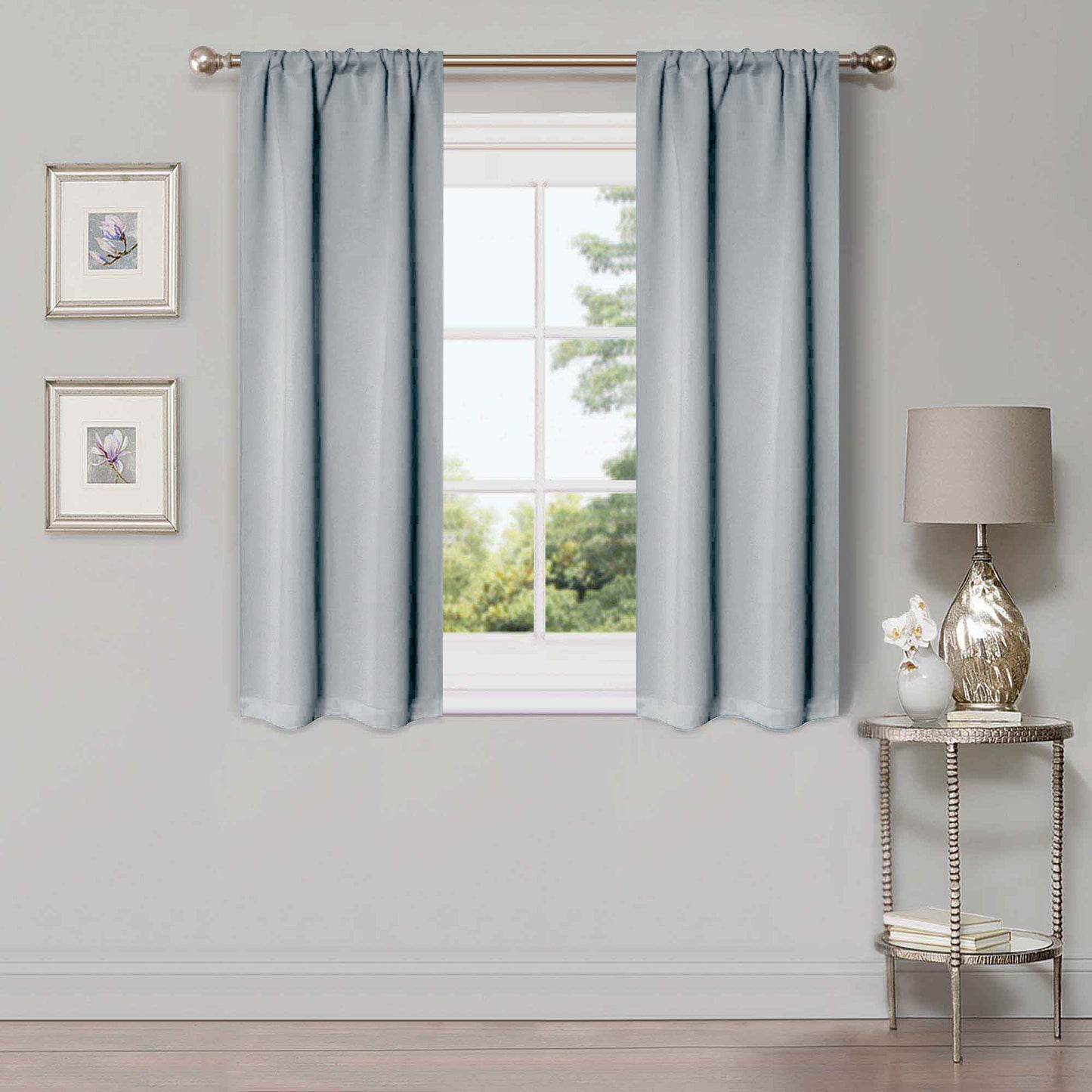 Solid Room Darkening Rod Pocket Blackout Curtain Panels. Set of 2