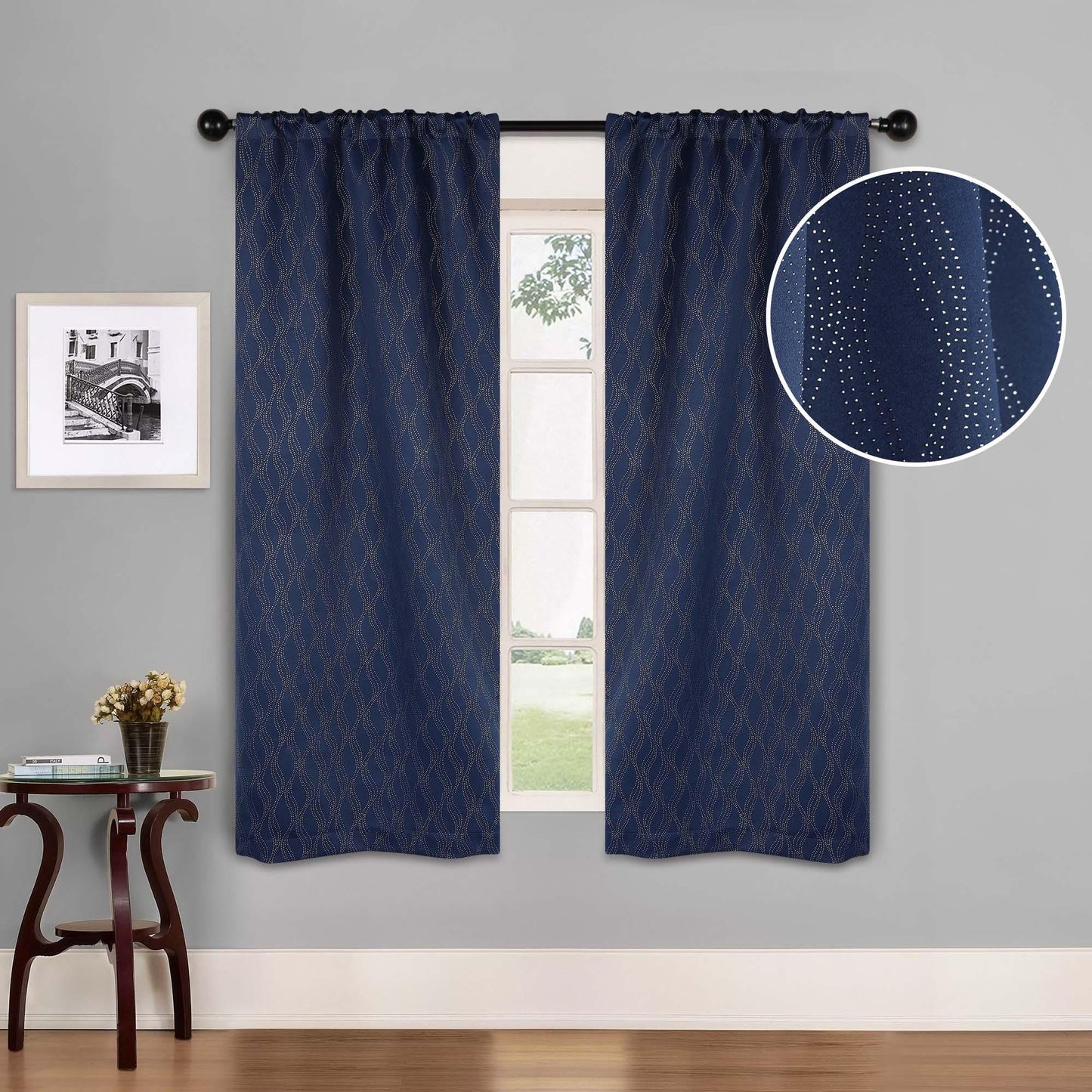 Zuri Textured Waves Room Darkening Blackout Curtains. Set of 2