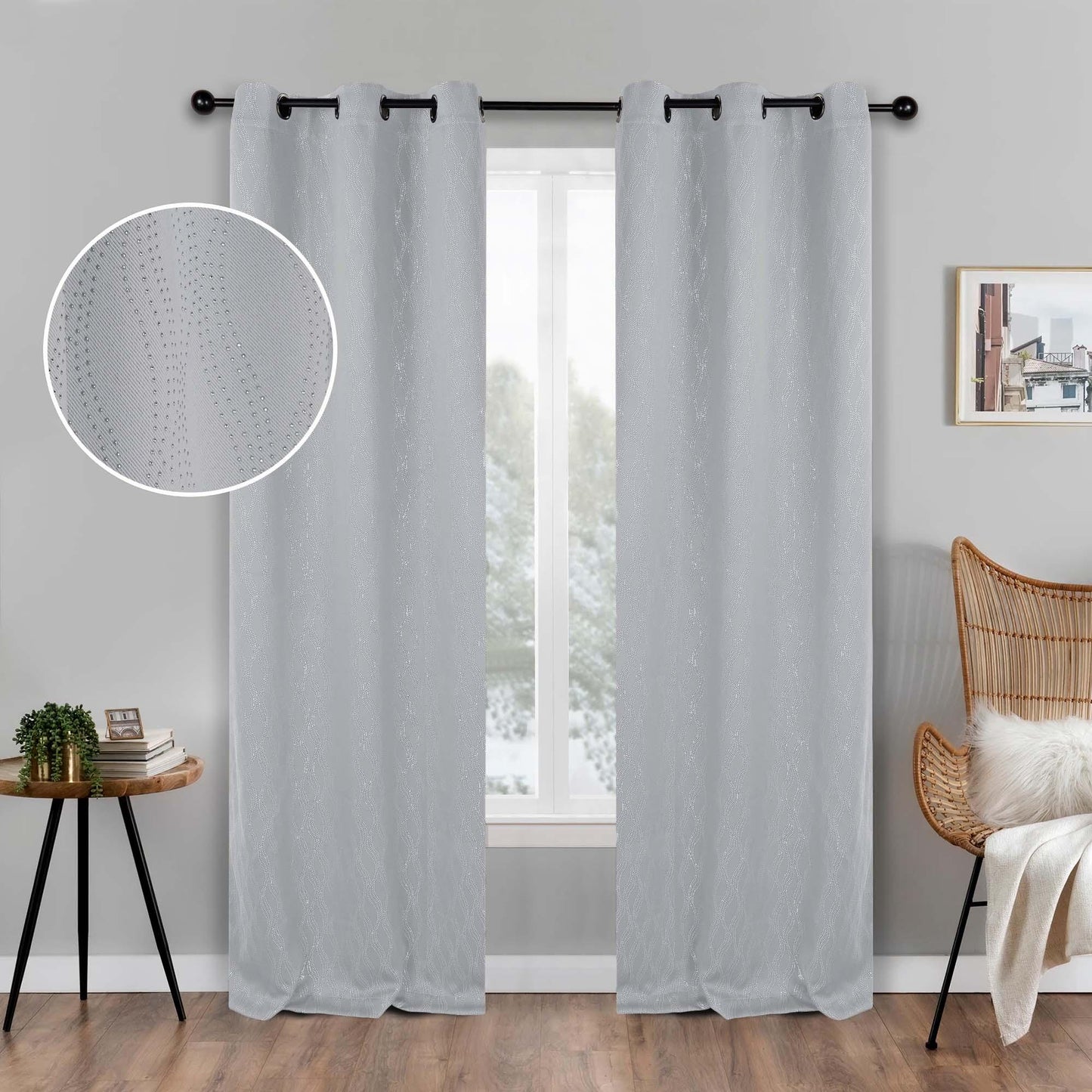 Zuri Textured Waves Room Darkening Blackout Curtains. Set of 2