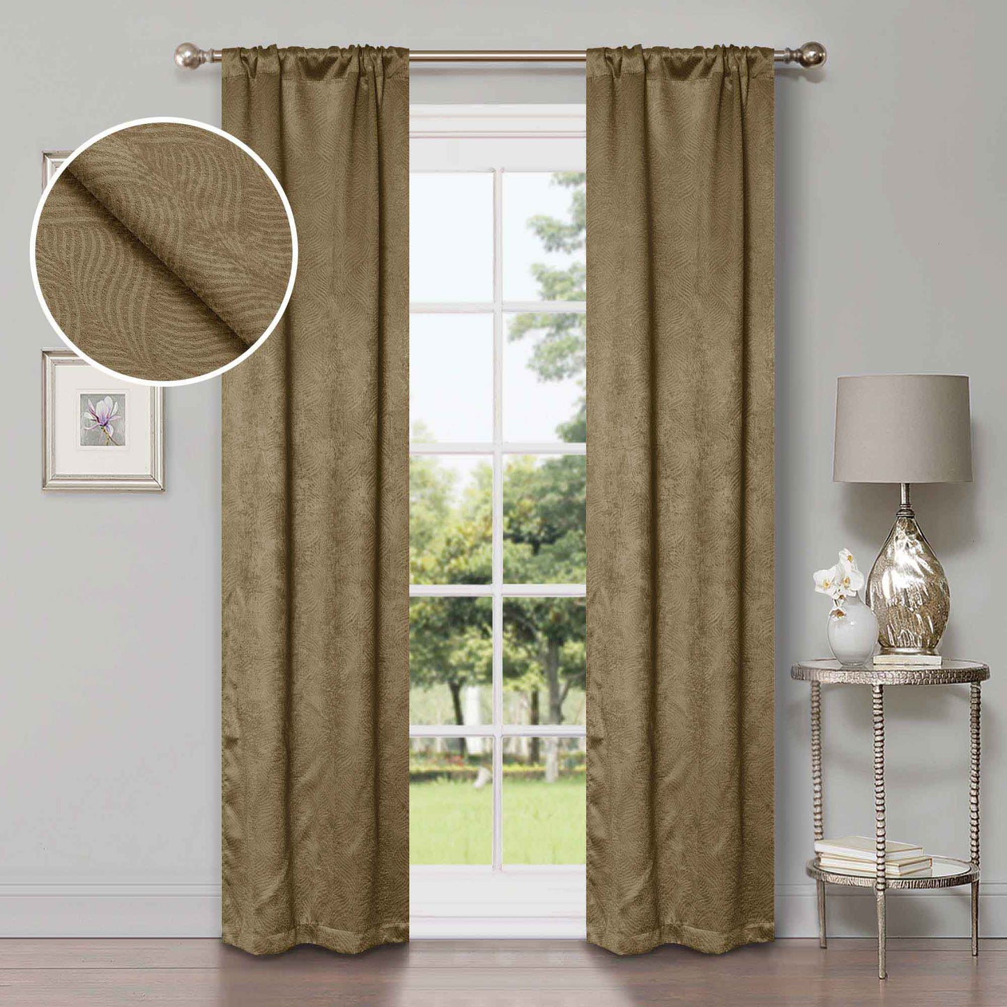 Waverly Geometric Washable Room Darkening Blackout Curtains. Set of 2