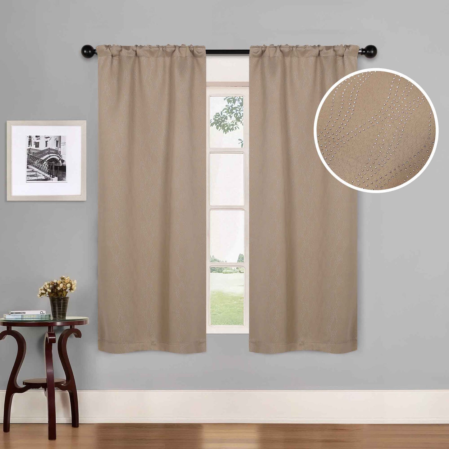 Zuri Textured Waves Room Darkening Blackout Curtains. Set of 2