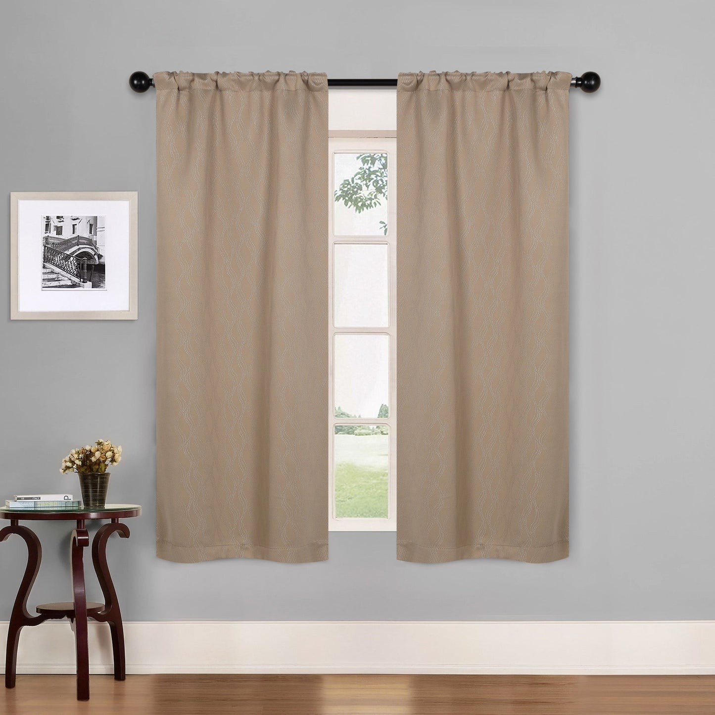 Zuri Textured Waves Room Darkening Blackout Curtains. Set of 2