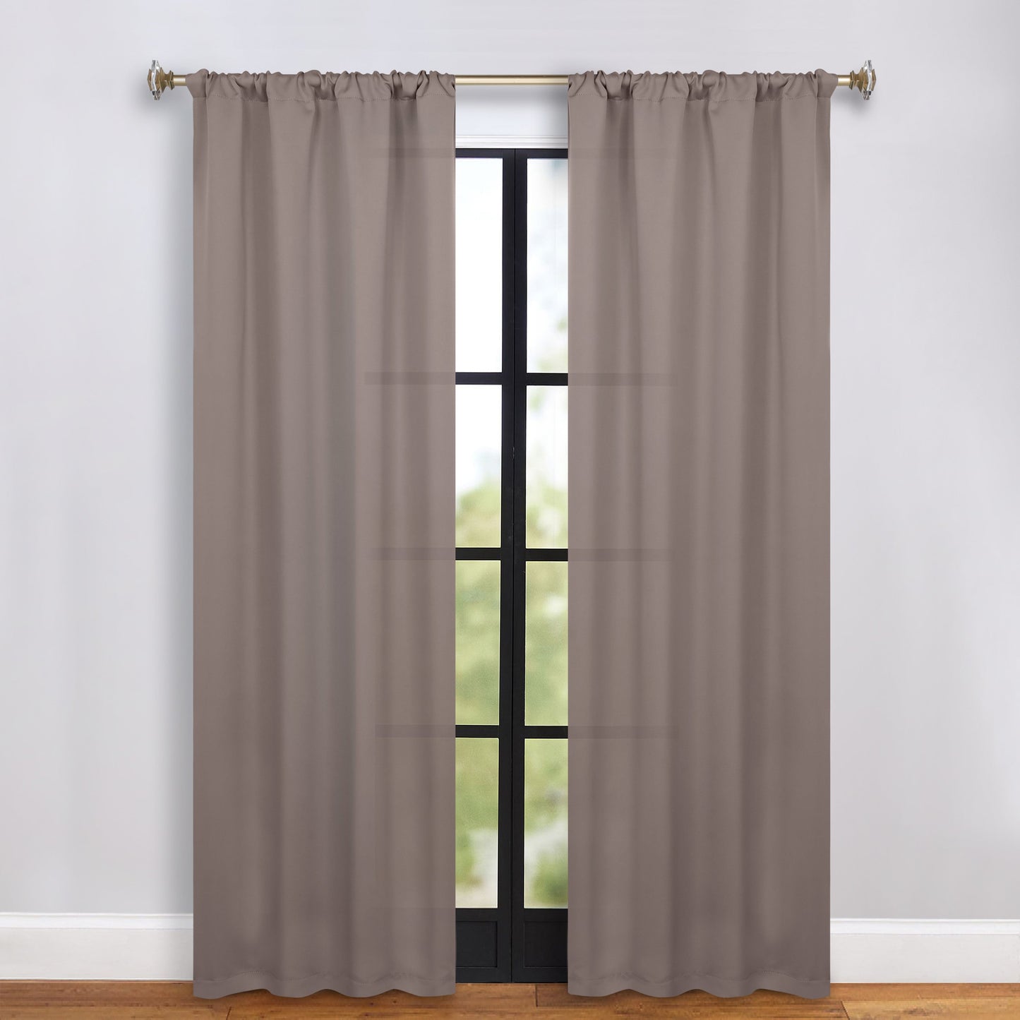 Solid Room Darkening Rod Pocket Blackout Curtain Panels. Set of 2