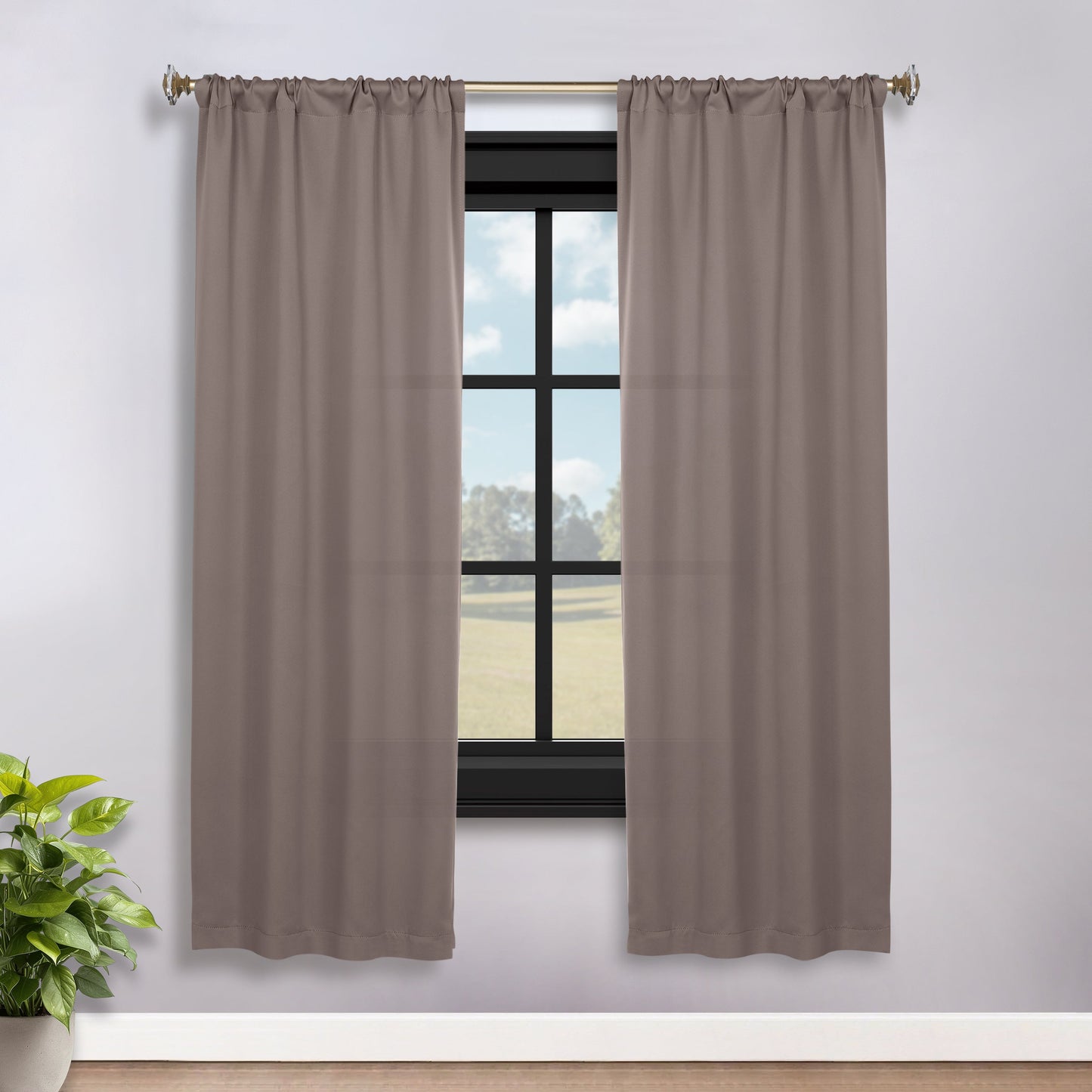 Solid Room Darkening Rod Pocket Blackout Curtain Panels. Set of 2