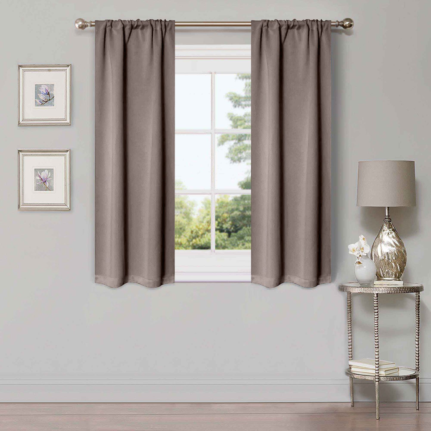 Solid Room Darkening Rod Pocket Blackout Curtain Panels. Set of 2