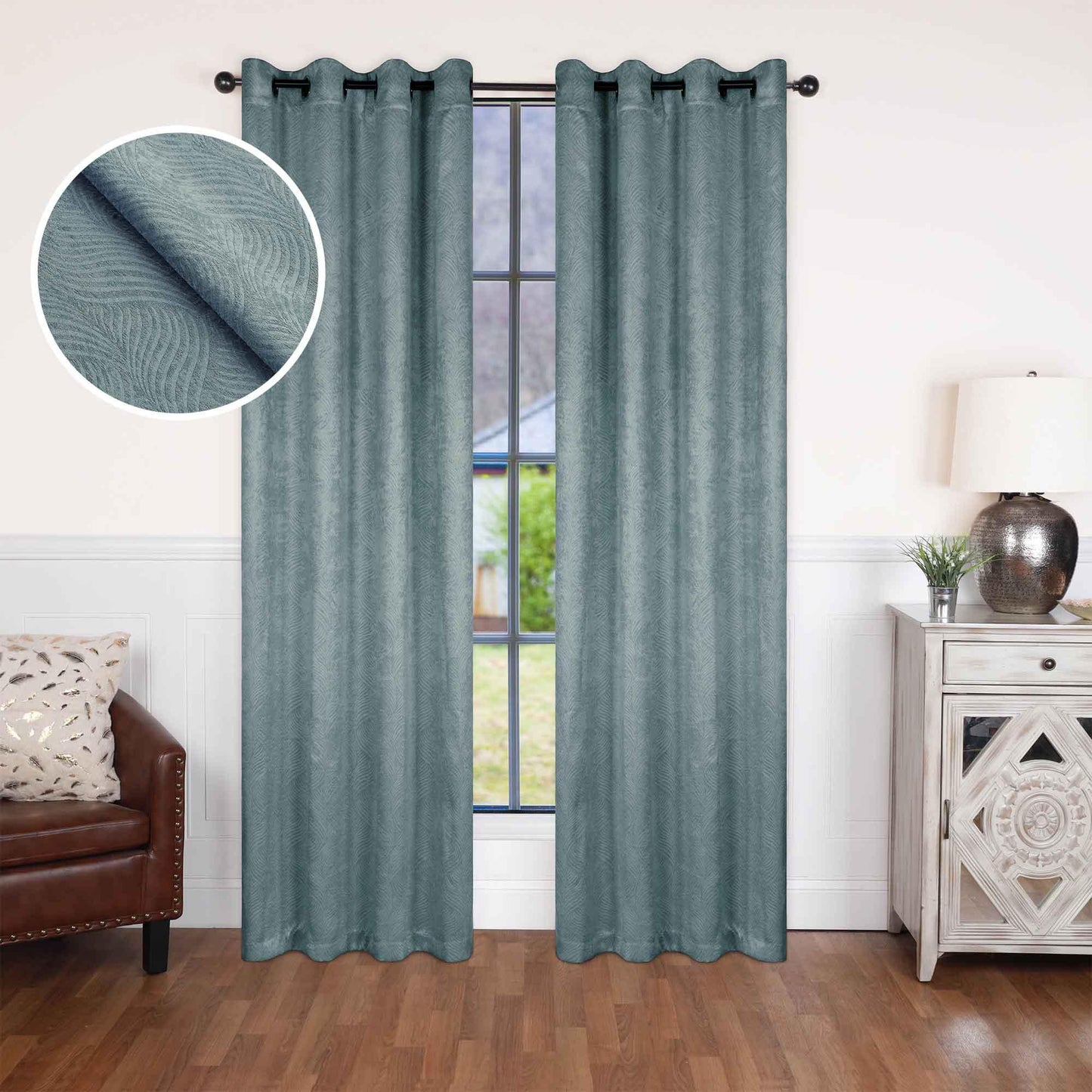 Waverly Geometric Washable Room Darkening Blackout Curtains. Set of 2