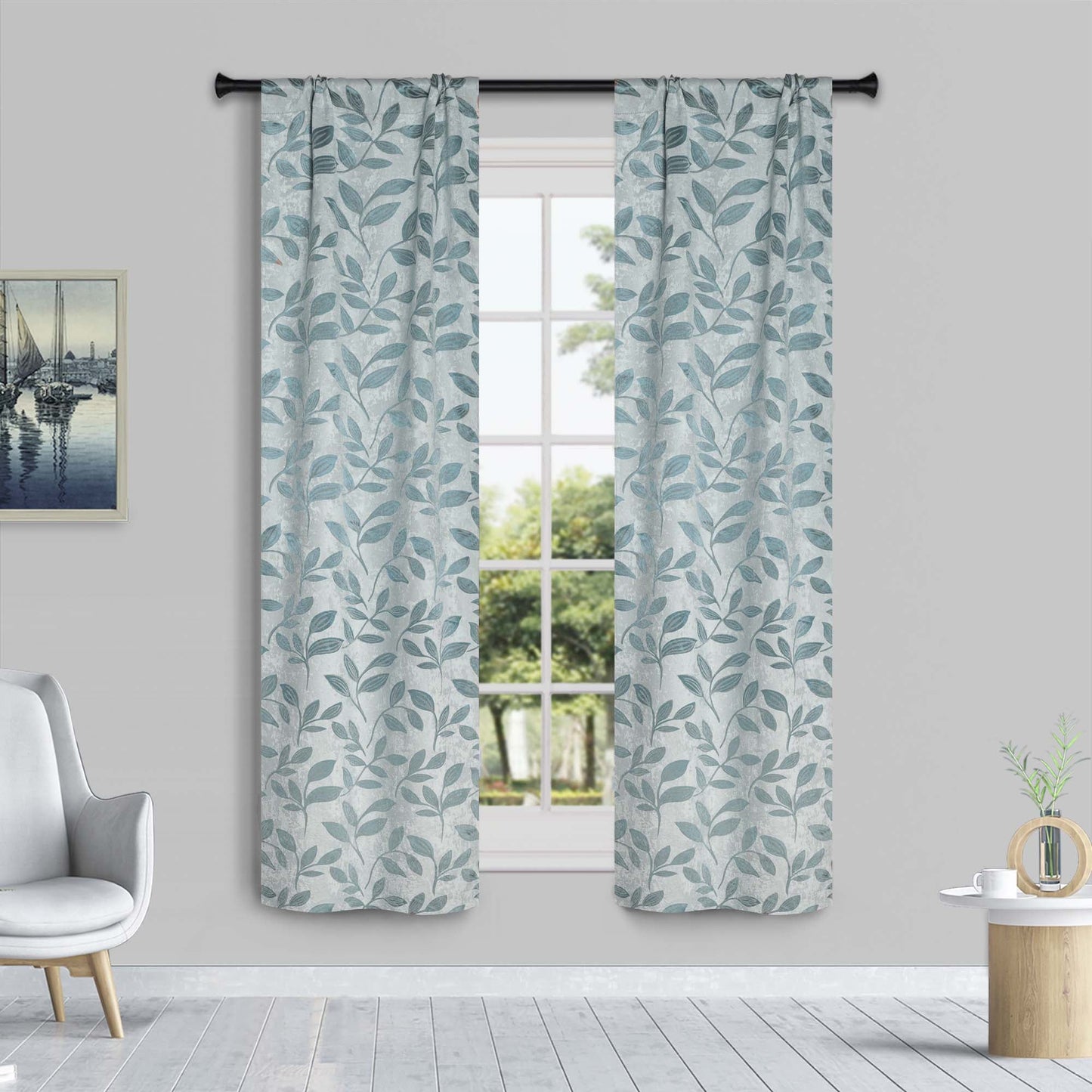 Leaves Room Darkening Washable Blackout Curtain Panels. Set of 2