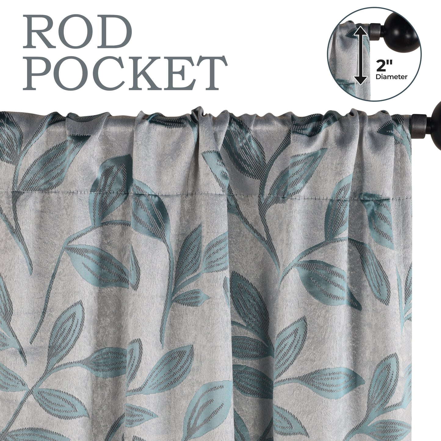 Leaves Room Darkening Washable Blackout Curtain Panels. Set of 2
