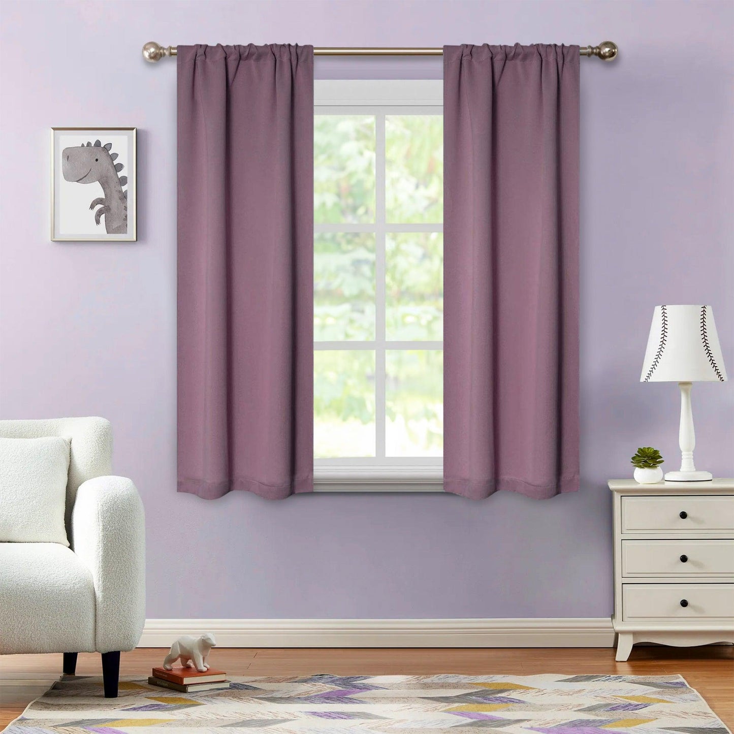Solid Machine Washable Room Darkening Blackout Curtains. Set of 2