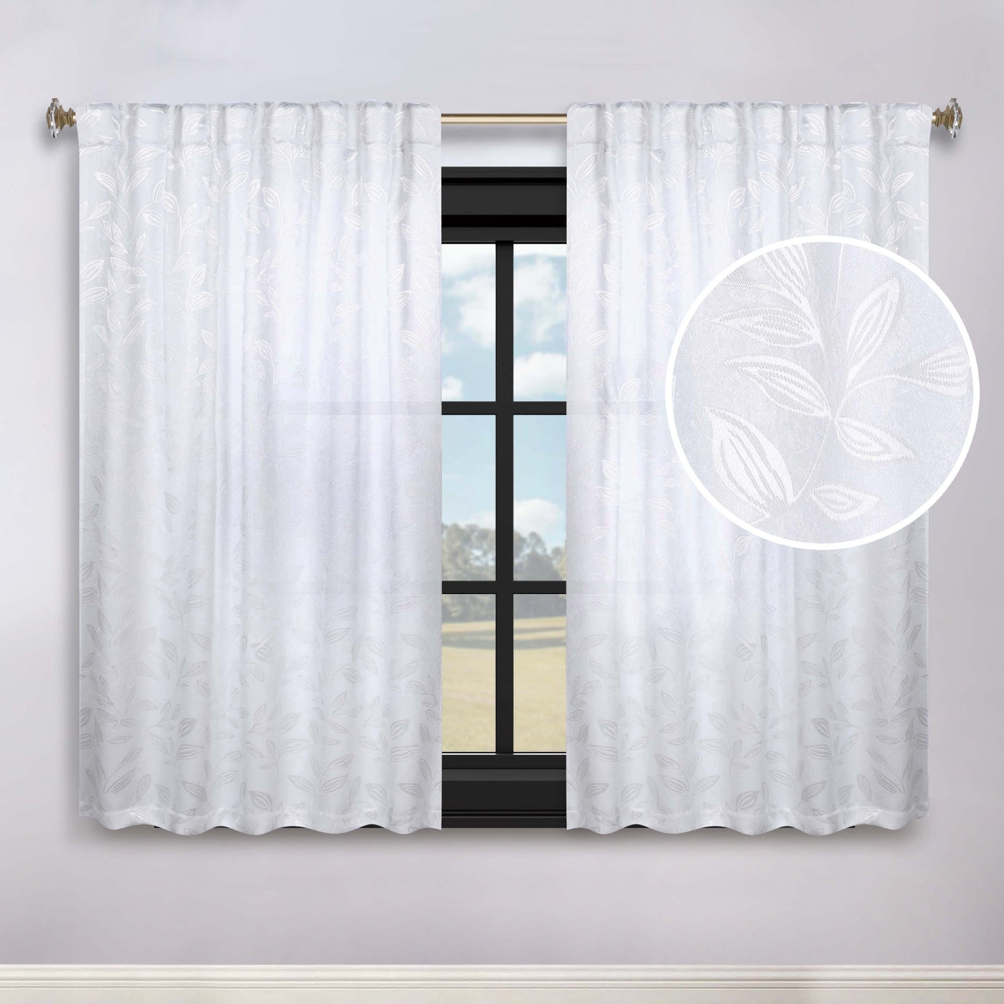 Leaves Room Darkening Back Tabs Blackout Curtain Panels. Set of 2
